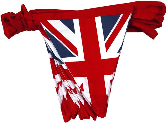 EHC 10 Meters Party Decor British Union Jack 100% Cotton Double Sided Patriotic Festival Decorative Bunting