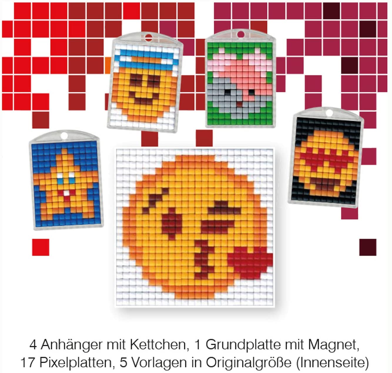 Pracht Creatives Hobby Pixel P90041-63501 Fun Set 20 for Children Simple Push-In System with Small Bioplastic Stones to Create 4 Key Rings (Lockets)