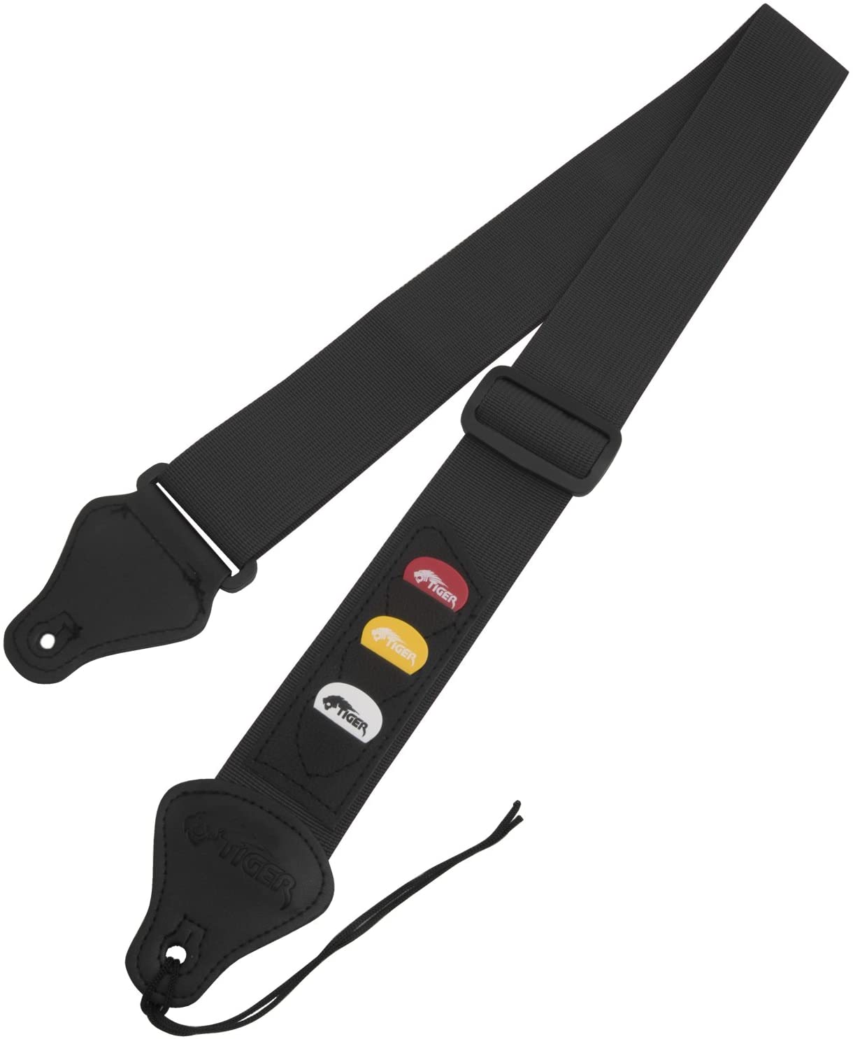 TIGER STP4BK Guitar Strap with Plectrum Holders Black BigaMart