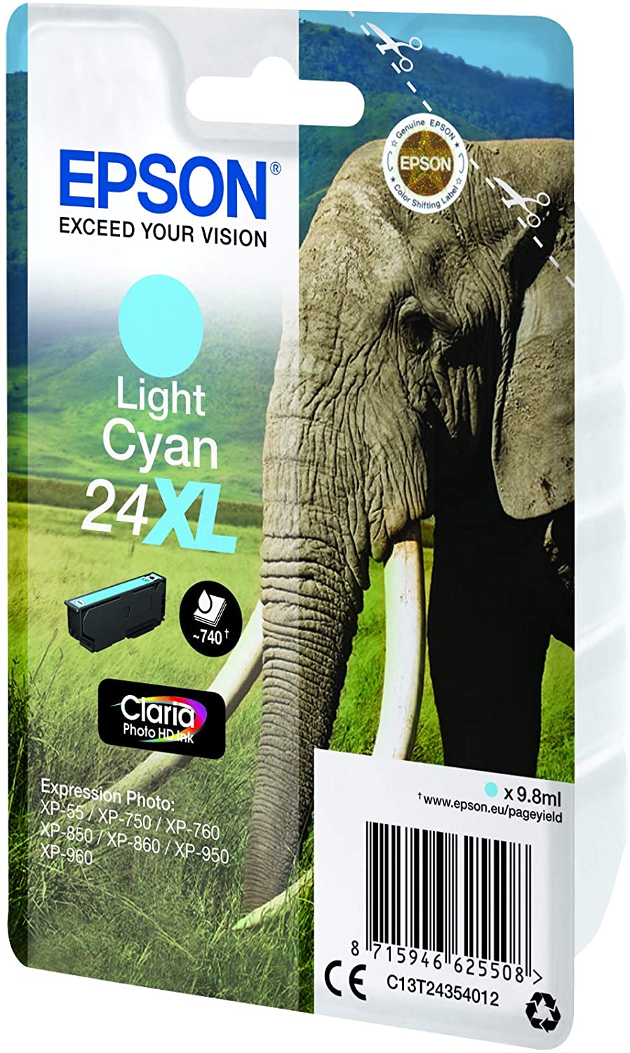 Epson 24XL Light Cyan Elephant High Yield Genuine, Claria Photo HD Ink Cartridge, XL High Capacity - Image 4