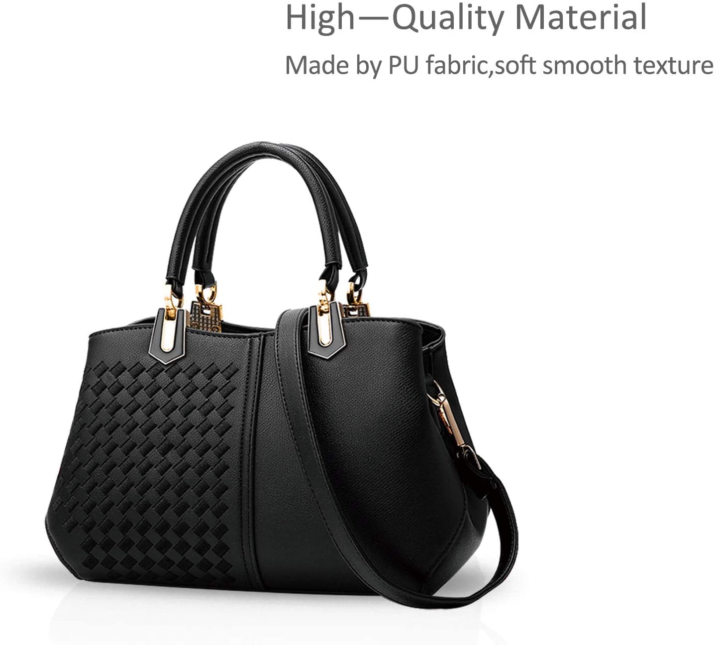 NICOLE&DORIS Women Lady Handbags Shoulder Bag Crossbody Bag Tote Satchel Purse PU Leather Black, Black a - Image 3
