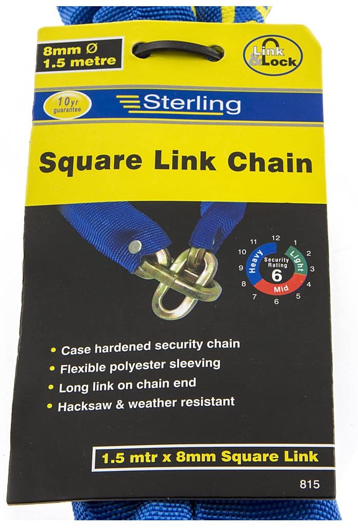 Sterling 815 8mm x 1.5mtr Manganese Square Link Chain, Blue, 1.5 m - Image 2