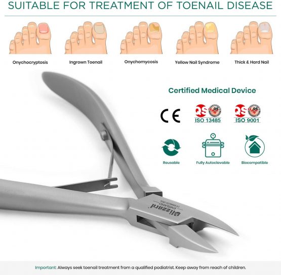 Ingrown Nail Clippers for Men with Ingrown Toenails – Blizzard Podiatrist Toenail Clipper Set German Forged – 5 inch Professional Nail Cutter – Straight Head Podiatry Nipper Nail Kit - Hospital Grade - Image 4