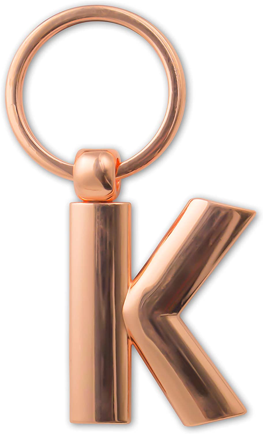 IF Metal Letter Keyring Personalised Alphabet Letters - Rose Gold - K, 3 x 1 x 7 cm