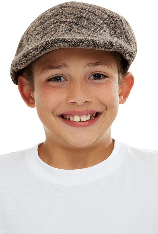 Smiffys Kids Flat Cap, Brown, Black, One Size