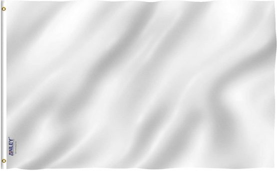 Anley Fly Breeze 3x5 Foot (90 X 150cm) Solid White Flag - Vivid Color and UV Fade Resistant - Canvas Header and Double Stitched - Plain White Flags Polyester with Brass Grommets 3 X 5 Ft