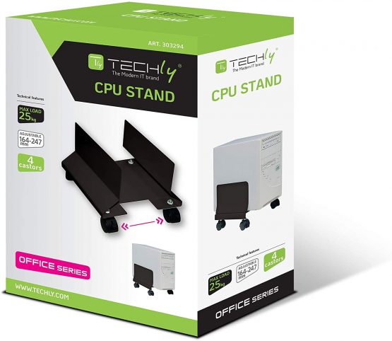 Techly 303294 Steel CPU Holder with Wheels Black - Image 2