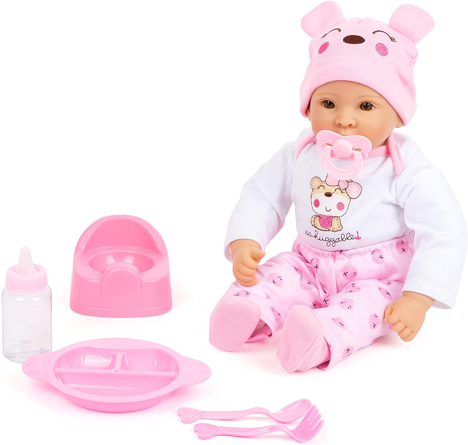 Small Foot 11522 Girl Baby Doll with Accessories, Role-Playing Toy, with Soft Body, 5 Pieces, Multicolored