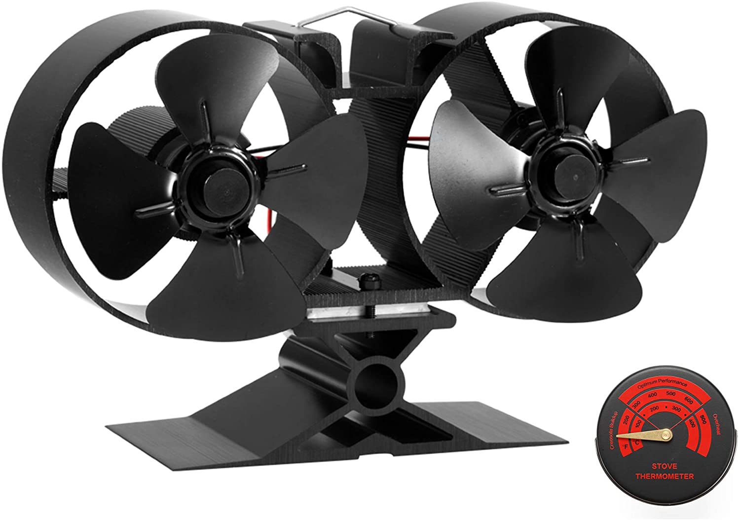 CRSURE Log Burner Fan 8 Blades Silent Operation Double Motors Stove Fans Heat Powered Wood Burner Fan for Wood Burning Stove Fireplace Accessories Tools