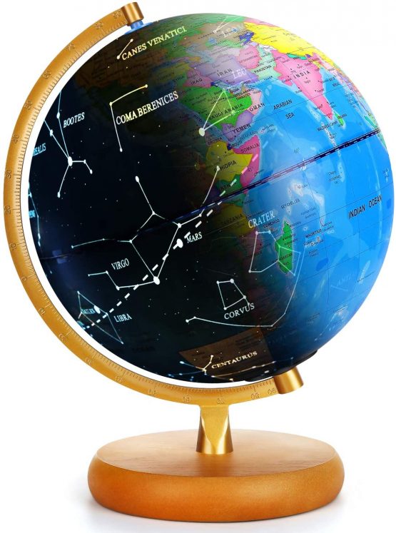 LED Constellation Globe Rewritable 3in1 Educational Toys, Light Up World Globe,Illuminated Night View Globe lamp for Kids Home Décor and Office Desktop- 9inch（Contains pen and Cleaning Cloths）