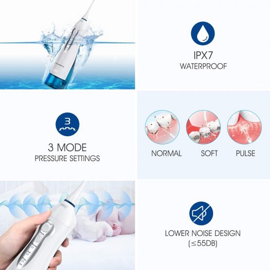 Hangsun Water Flosser Cordless Oral Irrigator Rechargeable Ultra Dental Water Jet HOC700 for Teeth Braces with 300ML Water Tank and 4 Jet Tips for Travel & Home Use - Image 4