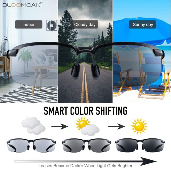 Bloomoak Photochromic Driving Glasses - Photochromism & Polarization | Adjustable Nose Pieces | Non-Slip Temple - For Sunny & Cloudy Day Driving | Fishing | Golf | Reduce Glare | UV400 Eyes Protection - Image 3