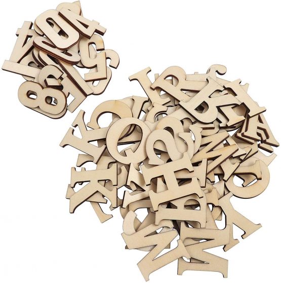 Handi Stitch Unfinished Wooden Letters & Numbers (124 Pieces) - 52 Capital & 52 Lowercase (A-Z) Alphabet Letters - 20 (0-9) Numbers - DIY Wood Pieces for Learning, Decor & Crafts - Image 3