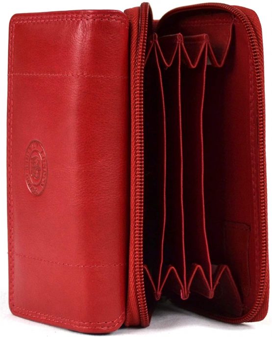 Ladies Soft Real Nappa Leather Zip-around Purse with Front Flap and Double Credit Card Swing Section (Lilac/Dark Brown/Dark Red/Mid Brown) - Image 2
