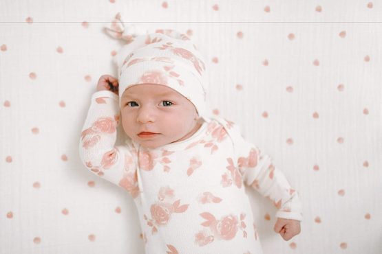 Aden + Anais Snuggle Knit Baby Swaddle Blanket and Infant Hat Set, Super Soft and Stretchy, Newborn Baby Girl and Boy Gifts, Rosettes - Image 3