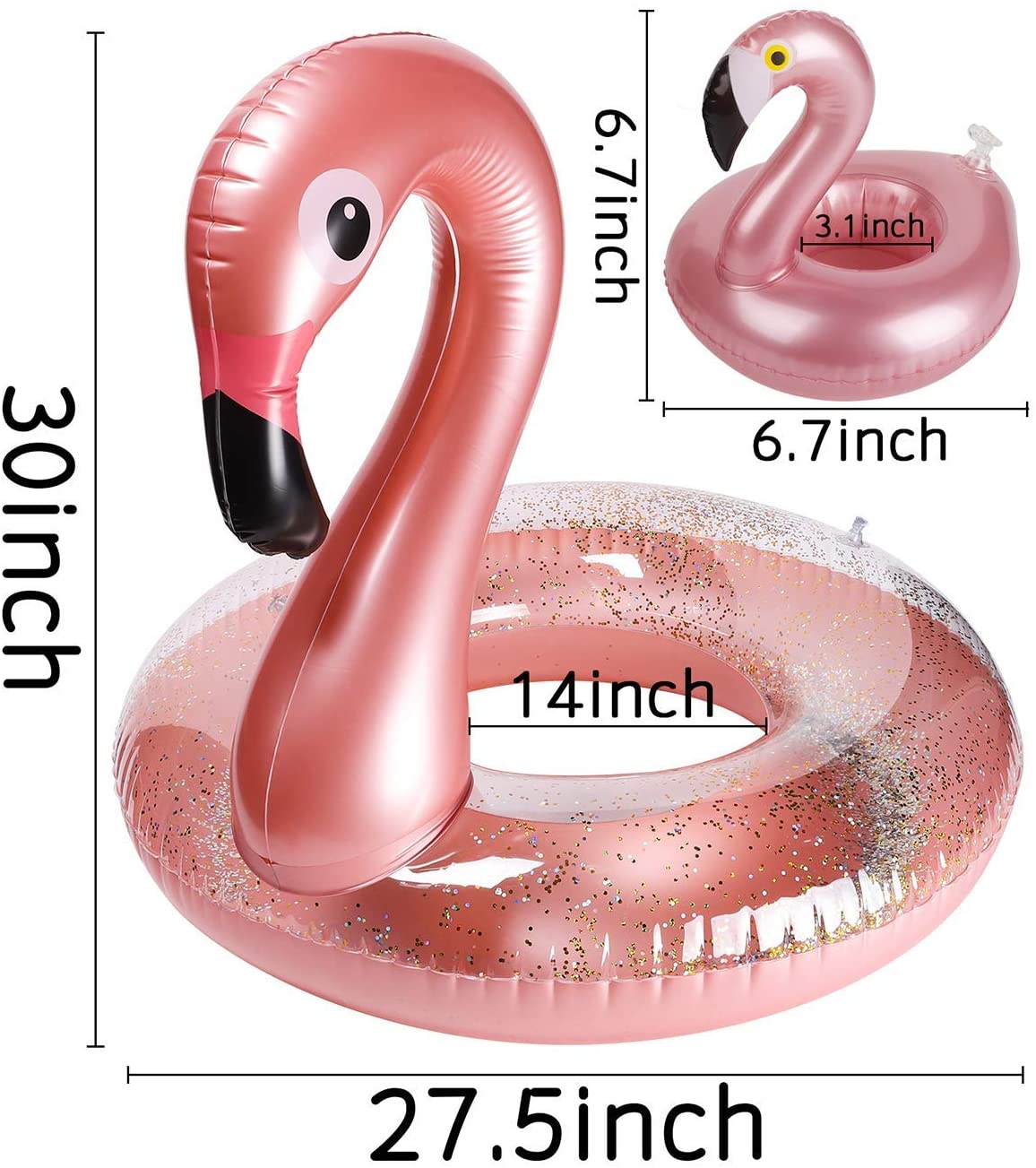 Bouée Gonflable Géante Flamant Rose Pour Enfants 1-5 Ans - Anneau De Natation Avec Paillettes, Tube Piscine Été Plage Jouet Flottant Mignon Et Sécurisé