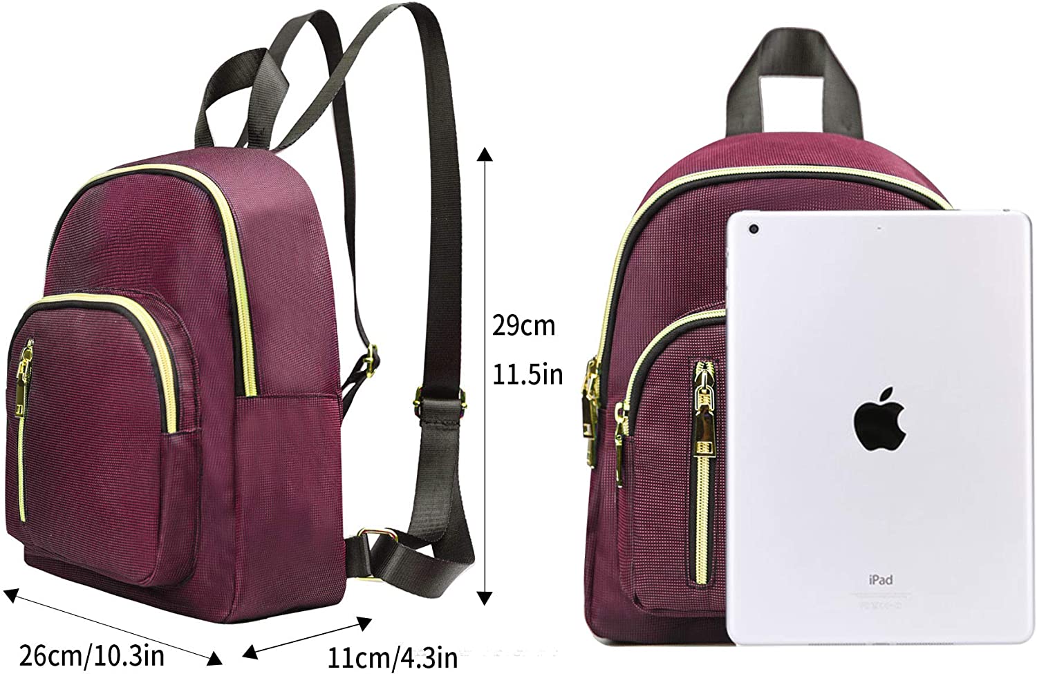 YANAIER Mini Backpack Purse for Women Girls Fashion Anti-theft Waterproof Rucksack Ladies School Bag Fuchsia Plaid - Image 2