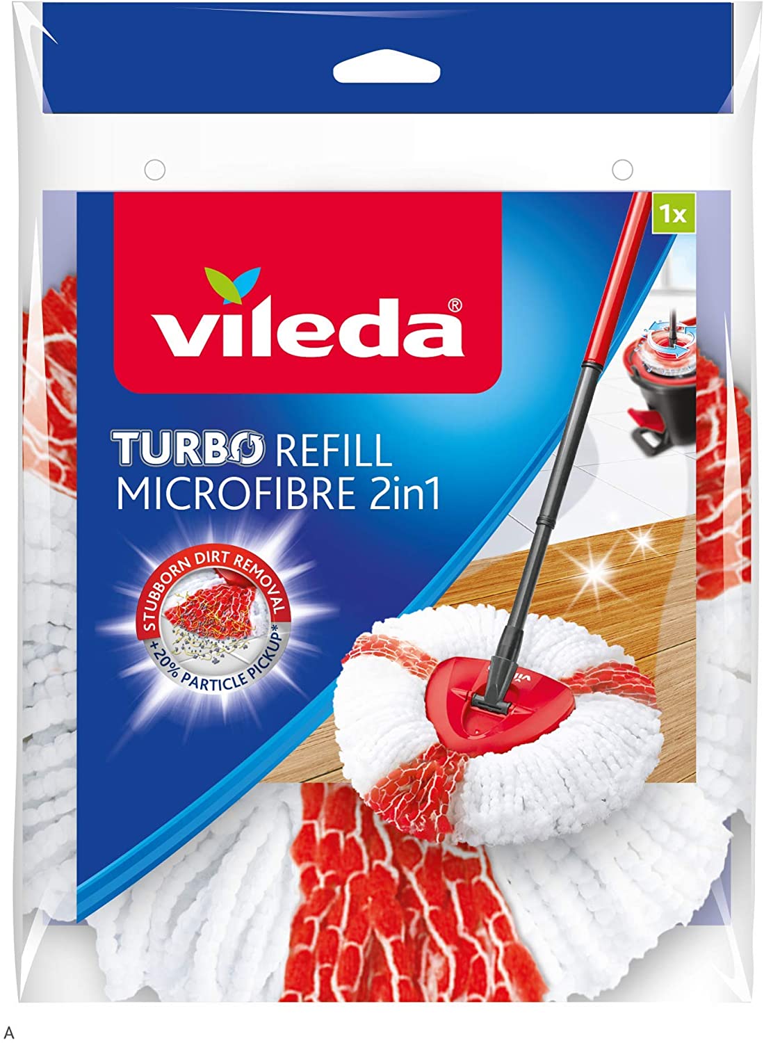 Vileda EasyWring and Clean Turbo 2-in-1 Microfibre Mop Refill Head, White/Red