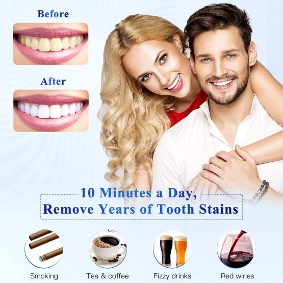 MayBeau Teeth Whitening kit with Red & Blue Led Light, 6ml Teeth