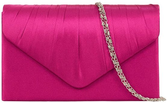 Pink Satin Envelope Clutch Bag Evening Bag Ladies Shoulder Bag Prom Wedding
