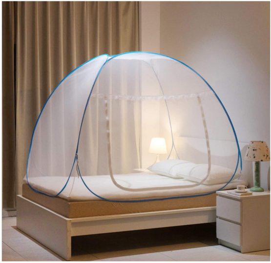 Mosquito Net Bed Canopy Camping Double Portable Travel Home Anti Mosquito Tent Foldable Pop Up Mosquito Net for King Bed Netting Free Standing Kids Adult Bottomed Sleep Bug Nets Outdoor(180*200*150cm)