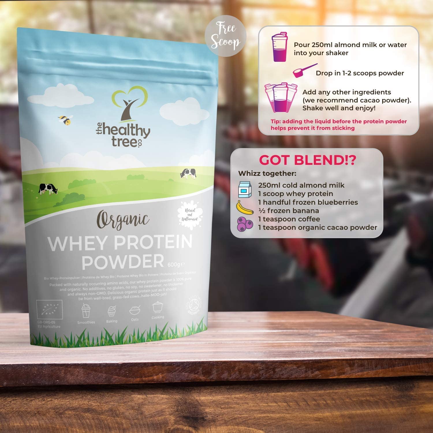 Organic Whey Protein Powder (600g), Grass Fed Unflavoured Organic Protein Powder by TheHealthyTree Company - Image 2