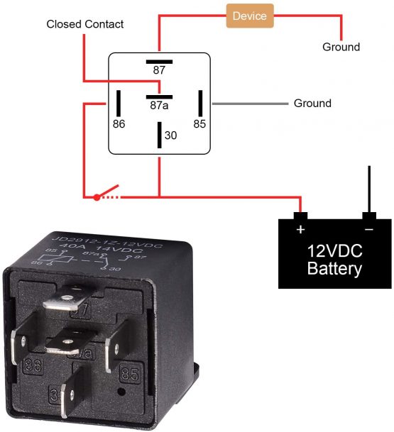 Ehdis® Motor Relay 5 Pin 12V Coil 40A Automotive Relay Contactor Relay Switch Power, Auto Switches & Starters, 2 Pack - Image 2
