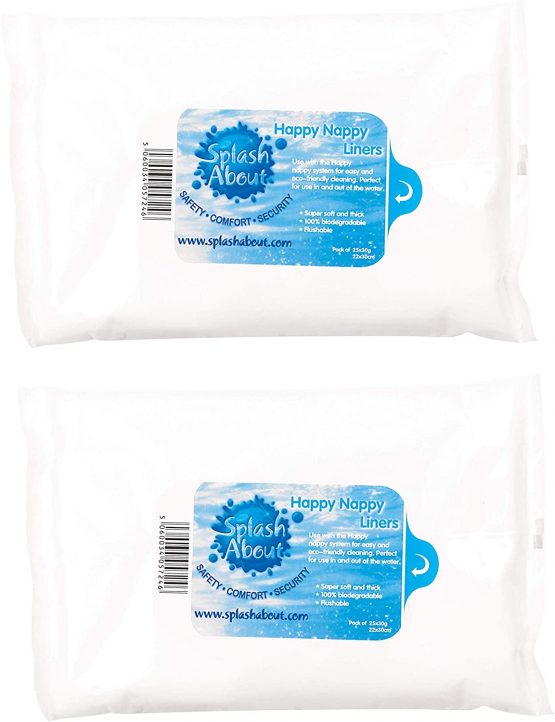 Splash About Kids' Double Pack Nappy Liners, White, One Size