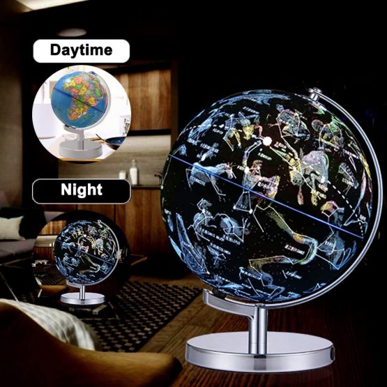 Senders Illuminated World Globe, 2 in 1 Globe Earth and Constellations Built in LED for Illuminated Night View, 8-Inch Educational World Globe for Gift Home Office Desk Decoration - Image 4