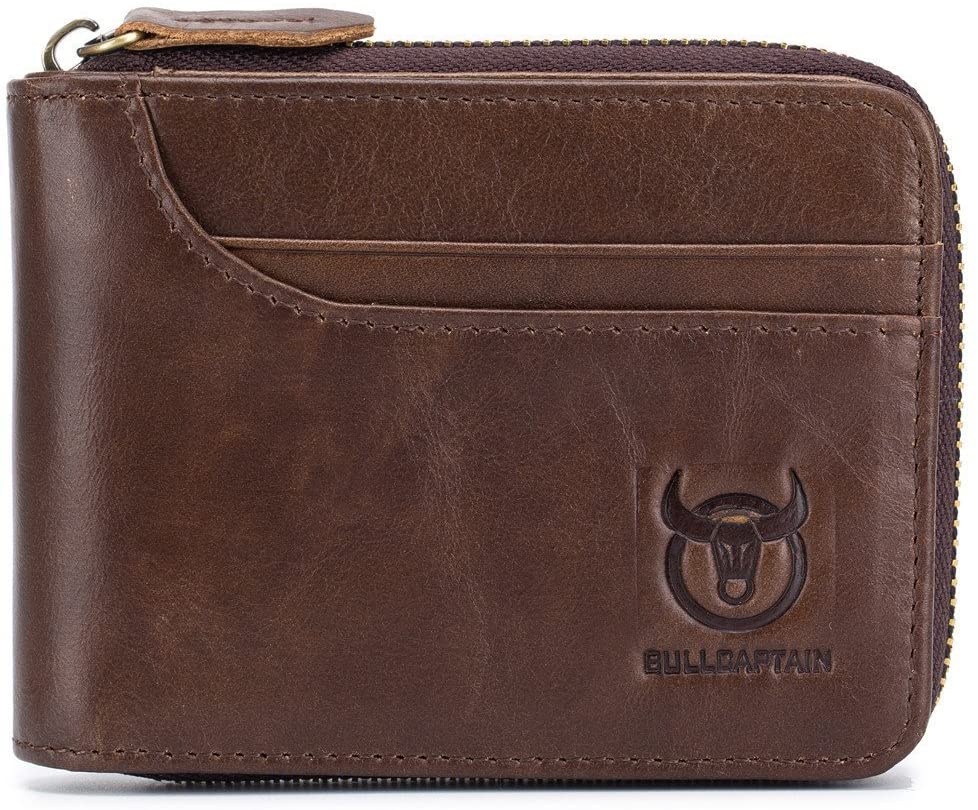 BULLCAPTAIN Leather Wallet Zipper Men Wallet
