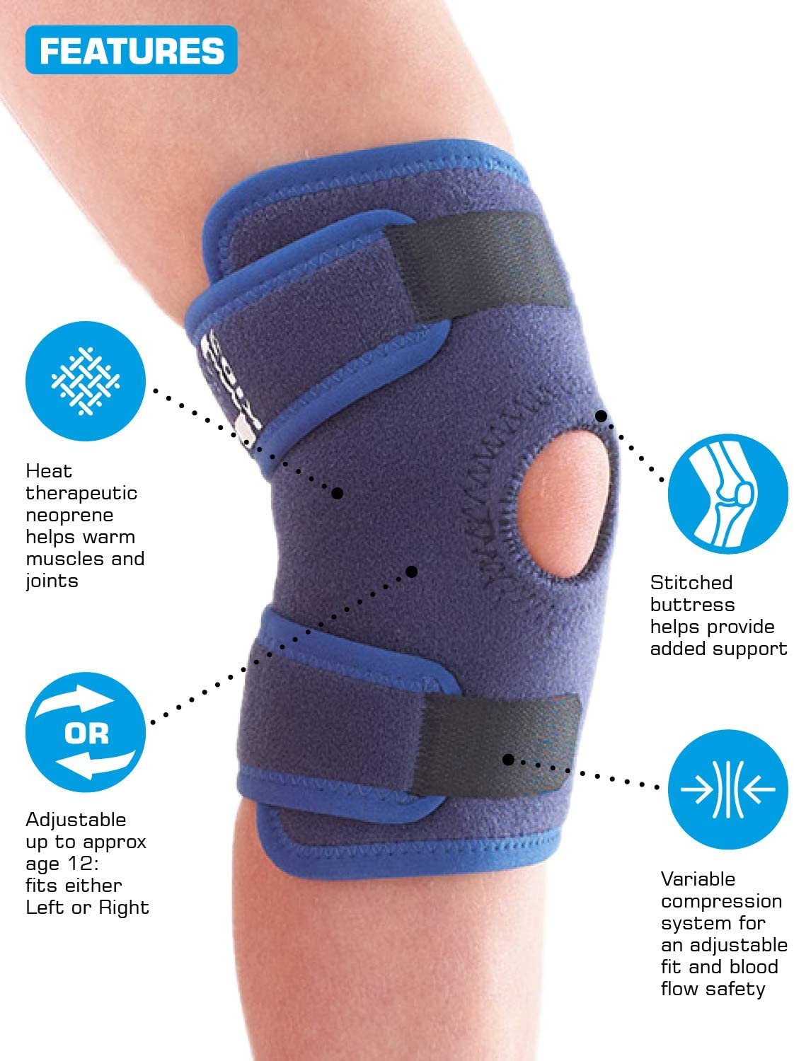 Neo-G Kids Knee Support Child Open Patella, Kids Knee Brace for Joint & Meniscus Pain, Osgood Schlatter, Strains, Sprains - Image 3