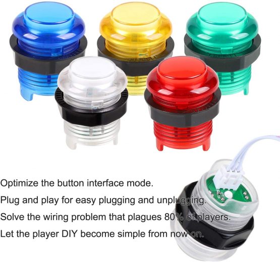 EG STARTS 2 Player LED Arcade DIY Parts 2X USB Encoder + 2X Ellipse Oval Style Joystick + 20x LED Arcade Buttons for PC MAME Raspberry Pi Windows System (Green & Blue Kit) - Image 4