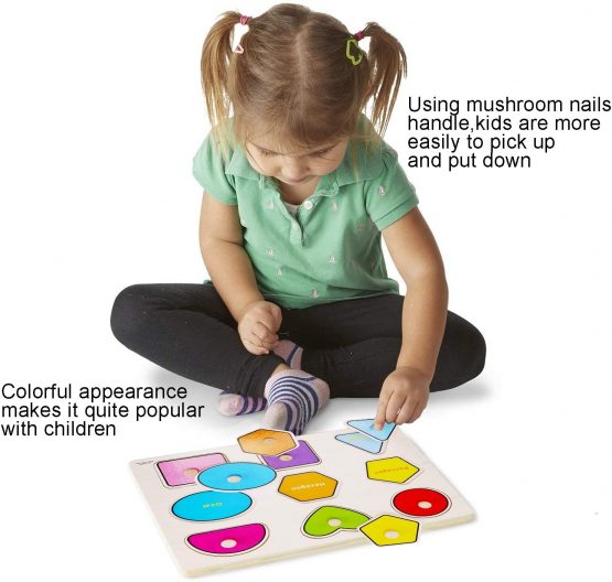 DesignerBox Set of 3 Toddler Puzzles Wooden Peg Puzzles for Toddlers Kids - Numbers, Alphabet and Objects Sorter Sorting Puzzle Educational Knob Puzzles Playset Toy (Style 2) - Image 3