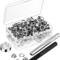 Grommet Tool Kit, Grommet Setting Tool and 100 Sets Grommets Eyelets with Storage Box (1/ 4 Inch Inside Diameter)