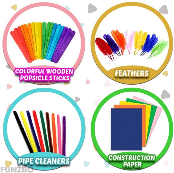 FunzBo Arts and Crafts Supplies for Kids - Craft Art Supply Kit for Toddlers Age 4 5 6 7 8 9 - All in One D.I.Y. Crafting School Kindergarten Homeschool Supplies Arts Set Christmas Crafts for Kids - Image 4