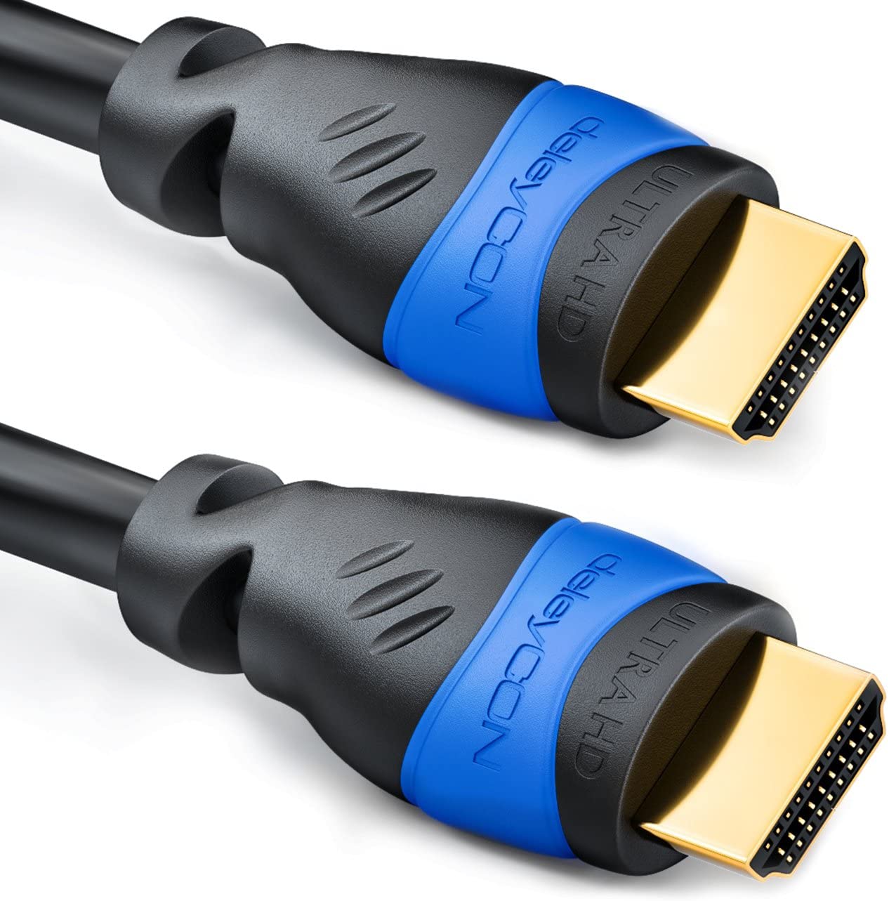 deleyCON 2 m HDMI Cable HDMI 2.0/1.4a Compatible High Speed with Ethernet ARC 3D 4K Ultra HD (1080p/2160p)
