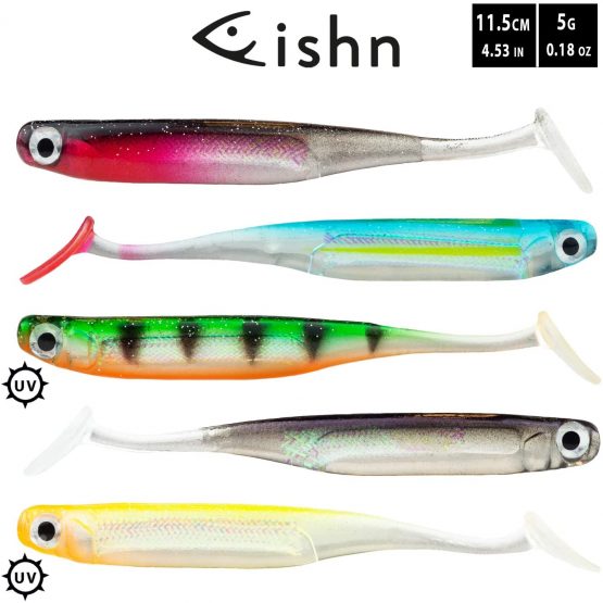 FISHN® LURIEone - 5 x Soft Bait 10cm, 5gr for fishing for pike-perch, perch, pike and trout