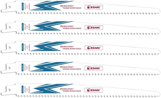 EZARC Reciprocating Saw Blade Bi-Metal Cobalt Sabre Saw Blades for Wood Demolition 225mm 6TPI R922DH (5-Pack)