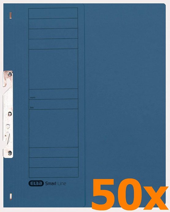 Elba 22451BL Attachable File Commercial Binding 250 g/sq. m Manila Cardboard for 200 DIN A4 Sheets, Half Front Cover, 50 Pieces, Blue Single Clip File with Commercial Binding Blue