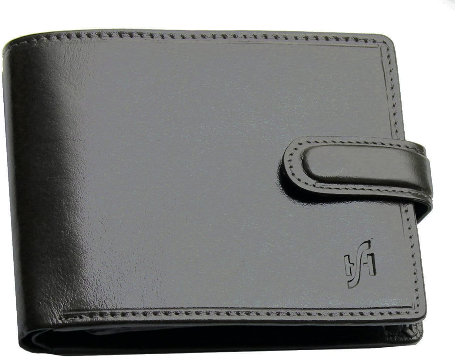 STARHIDE Genuine Leather RFID Blocking Wallet for Men, Slim Bifold with Coin Pocket, Clear ID Window, 8 Card Slots