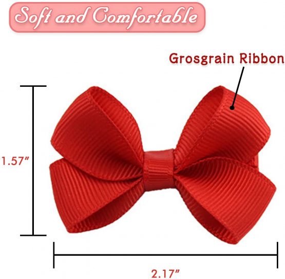 20 Colors 2" Boutique Mini Baby Hair Clips Hair Bow Grosgrain Ribbon Hair Bows Alligator Clips Hair Accessories for Baby Girls Toddlers Kids - Image 3