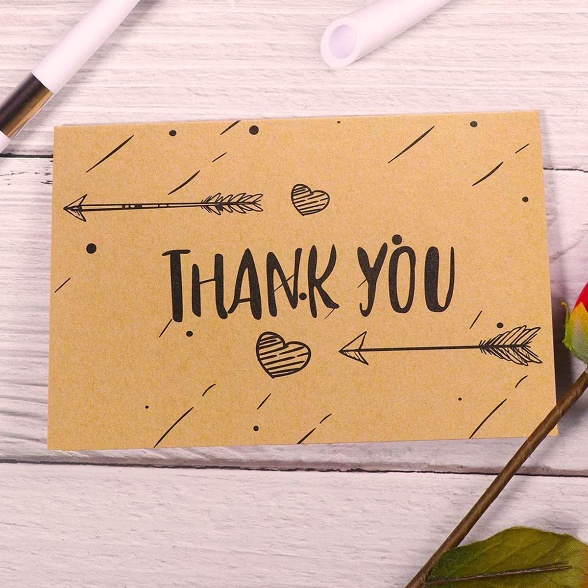 PartyKindom 150 Pack Thank You Cards with Envelopes and Stickers, Brown Envelopes Wedding Thank You Cards Small Business - Image 3