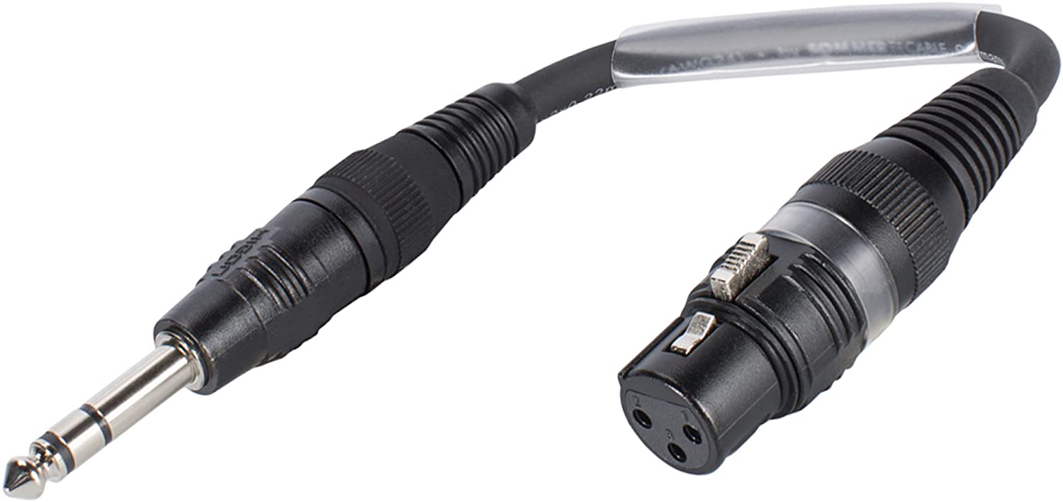 SOMMER CABLE SGFGU0015-SW Adaptor Cable 6.3 mm Jack 3-Pin Male to XLR 3-Pin Female 15 cm Hicon Plug, black, 0,15m
