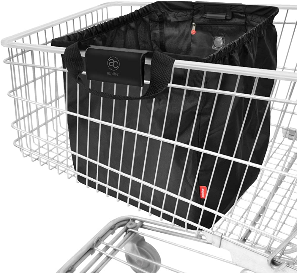achilles Shopping Trolley Bag Foldable, for Hanging Shopper, Trolleys (Black, 54x35x39 cm)