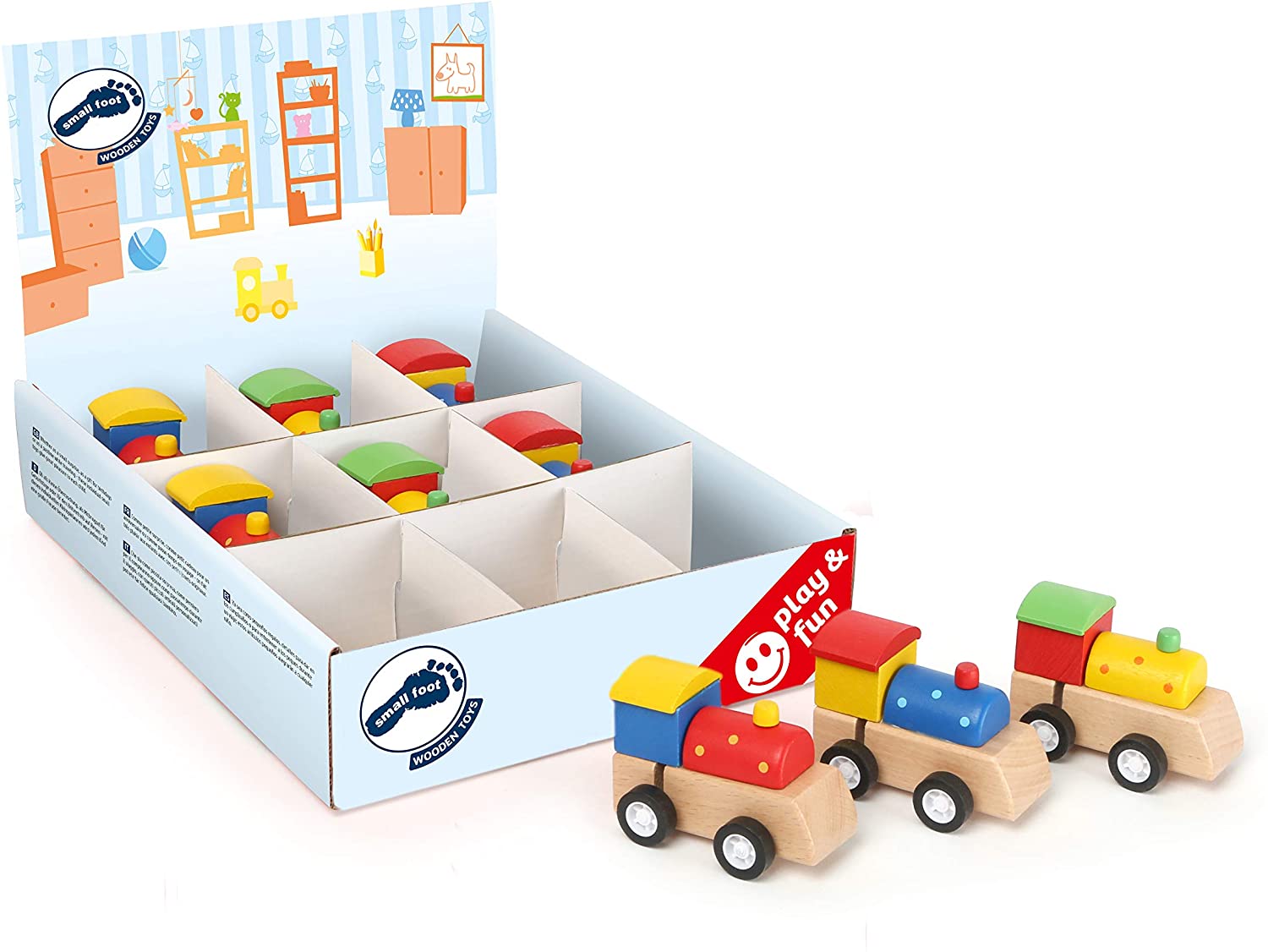Small Foot Wooden wind-up locomotive, FSC® 100%-certified, a great gift for young train fans aged 3 years and up - Image 3
