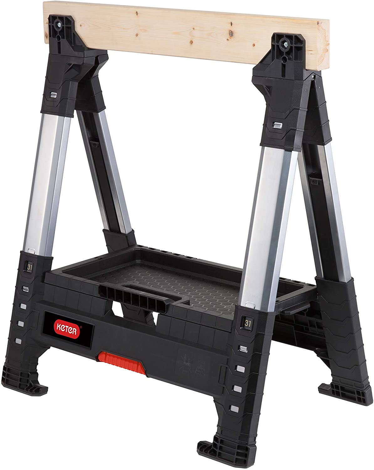 Keter 17203039 Lumberjack Adjustable Saw Horse, Black