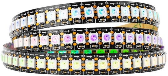 BTF-LIGHTING WS2812B 144 LEDs/Pixels/m Black PCB Individual Addressable Full Color led Pixel Strip Dream Color Non-Waterproof 3.2FT 1m
