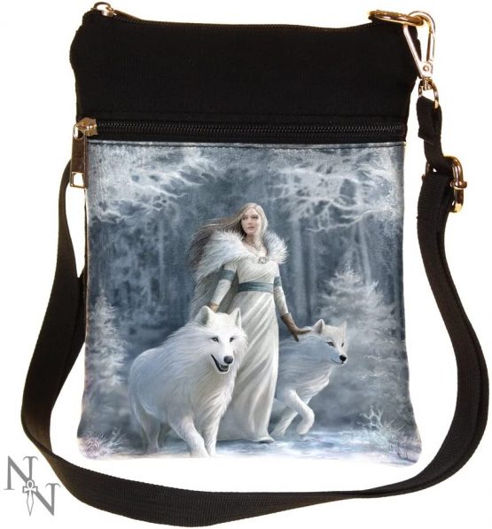 Nemesis Now B1850E5 Winter Guardians Anne Stokes Shoulder Bag 23cm White, PU and Canvas, One Size
