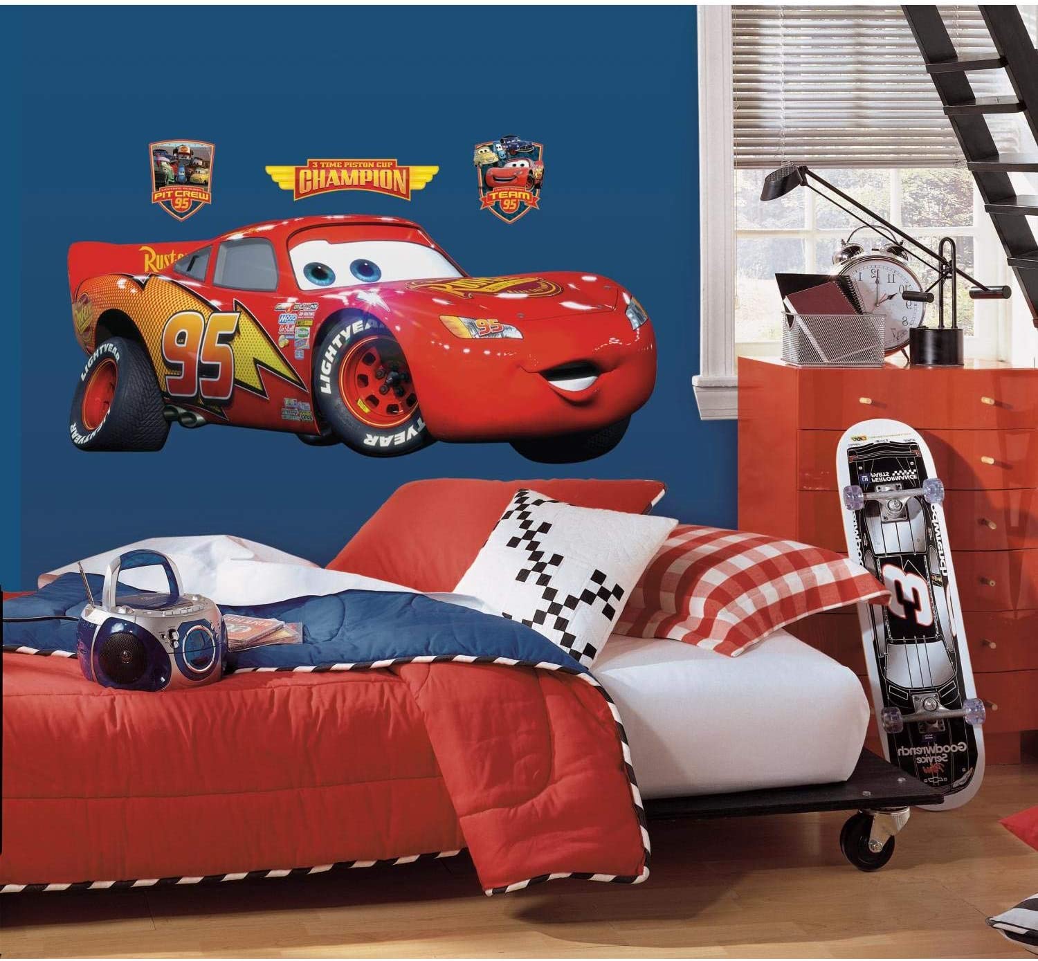 RoomMates Disney Cars Lightning McQueen Giant Wall Stickers, Multi Color, 11 .43 cm. 13 .462 cm by 40 .64 cm. 97 .79 cm