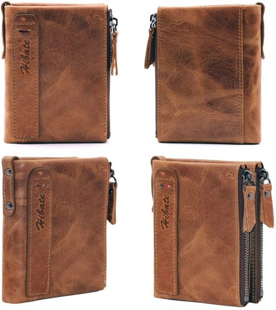 Hibate Men Leather Wallet RFID Blocking Men's Wallets Credit Card Holder Coin Pocket Purse, One_Size, A_brown - Image 3
